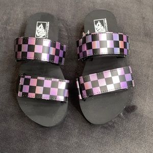 Vans women’s purple checkered platform sandal
